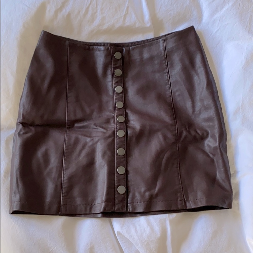 Free People faux leather maroon mini skirt